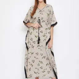 The Kaftan Company Grey Floral Print Kaftan-picture-42