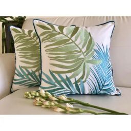TARA Sparkling Homes Blue Embroidered Cotton Silk Cushion Cover - Set of 2-image-15