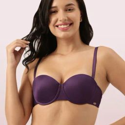 Enamor Purple Under Wired Padded Balconette Bra-image-40