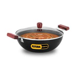 Hawkins Black Hard Anodised Nonstick Deep Kadhai with Glass Lid - 5 Litre-19