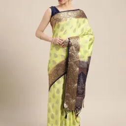 Mimosa Lime Green Silk Woven Saree With Unstitched Blouse-picture-23