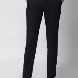 Van Heusen Navy Slim Fit Flat Front Trousers-image-55