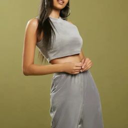 Forever 21 Grey Maxi Crop Top With Pants-image-43