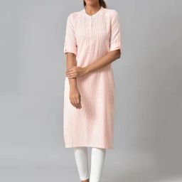 Aurelia Peach Striped Straight Kurta-image-41