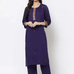DART STUDIO Navy Embroidered Straight Kurta-67