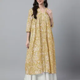 Janasya Yellow Printed Kurtas-image-23