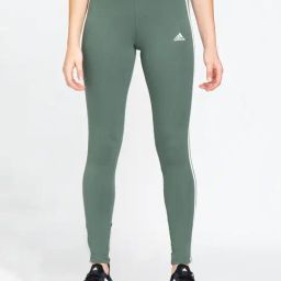 adidas Green Striped Regular Fit W 3S TIG Tights-image-69