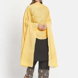 Fabindia Yellow Cotton Printed Dupatta-image-25
