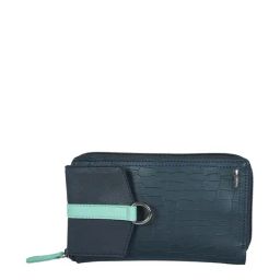 Baggit Blue Textured Zip Around Wallet for Women-picture-3