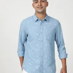 Lee Blue Cotton Slim Fit Printed Shirt-picture-16