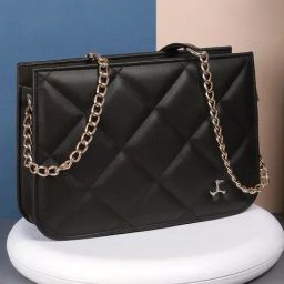 Mochi Black Quilted Medium Sling Handbag-image-68
