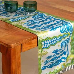Freedom Tree Aqua Blue Cotton Polyester Table Runner-86