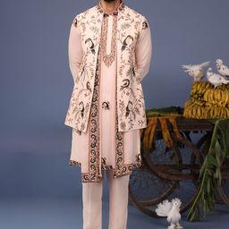 KALPRAAG Men Floral Embroidered Regular Sequinned Kurta with Trousers & With Dupatta-picture-12