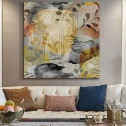 999Store Multicolor Canvas Abstract Organic Shapes Art Print-18