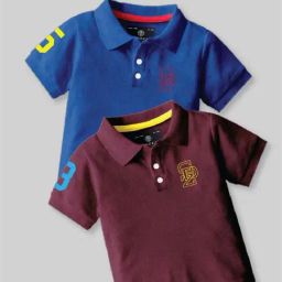Codez Boys Maroon & Blue Solid Polo T-shirt-image-30