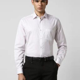 Van Heusen White Cotton Regular Fit Printed Shirt-image-75