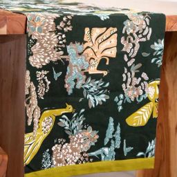 freedom tree Peacock Song Cotton Duck Forest Moss Print & Pattern Table Runners image 2
