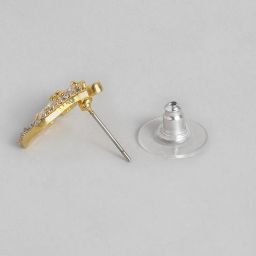 Estele Gold & Rhodium-Plated CZ Flower Bunch Stud Earrings for Women image 4