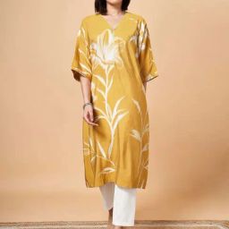 Marigold Lane Yellow Printed A Line Kurta-image-66
