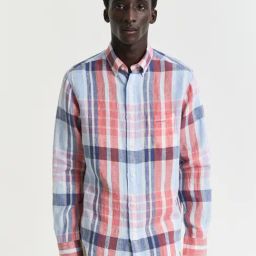 Gant Men Red Checked Button-Down Collar Full Sleeves Shirt-picture-1