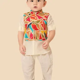 Ethniks Neu-Ron Boys Straight Kurta with Pyjamas & Jacket-picture-20