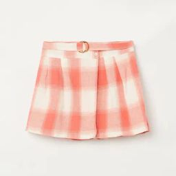 Fame Forever by Lifestyle Girls Coral Cotton Checks Skirts-picture-48