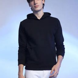 Campus Sutra Black Cotton Regular Fit Hooded Sweatshirt-image-46