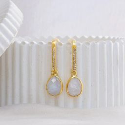 Perfectly Average Moonstone Dangling Studs image 1