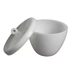 RELIGLAS 100 ml White Silica Crucibles with Lid Withstands 900°C, 11.002.10-9