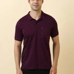 Allen Solly Maroon Cotton Regular Fit Printed Polo T-Shirt-image-77