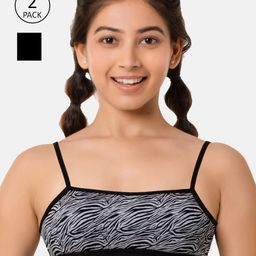 Enamor Women Pack of 2 Black & Grey Antimicrobial Teenager Non Padded Beginners Bra-picture-24