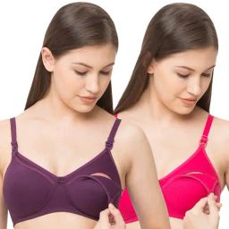 MomToBe Rani Pink & Purple Padded Non-Wired Maternity Bra - Pack of 2-picture-28