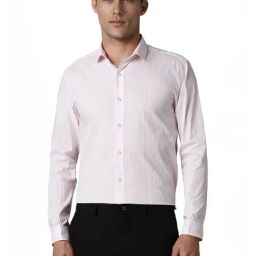 Louis Philippe Pink Slim Fit Striped Shirt-picture-23