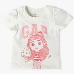 GAP Girls White Cotton Graphic T-Shirt-image-83