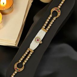 FEMMIBELLA Gold-Plated Kundan Studded 2 Layer Matha Patti-image-82