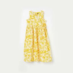 Melange by Lifestyle Kids Yellow & White Cotton Floral Print Dress-image-26