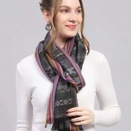 Monte Carlo Black Regular Fit Self Pattern Stole-picture-19