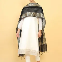 Soch Black Woven Pattern Dupatta image 1