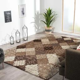 Obsessions Beige & Brown Polypropylene Neo Classical Carpet - Medium-14