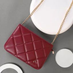 Mochi Maroon Quilted Medium Sling Handbag-picture-33