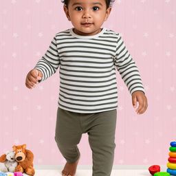 Nuego Boys Striped T-shirt with Trousers-10
