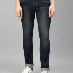 Allen cooper Dark Blue Regular Fit Lightly Washed Jeans-picture-12