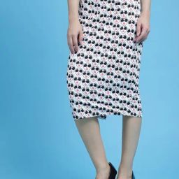 KASSUALLY White & Black Printed Skirt-image-87
