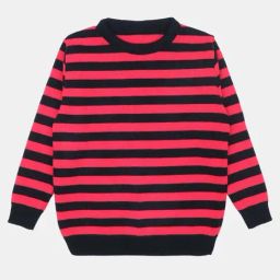 Elefantino Unisex Pink & Black Striped Full Sleeves Sweaters & Cardigans-image-93