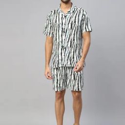 Don Vino White Relaxed Fit Printed Shirt & Shorts Set-image-87