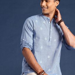 Taavi Ethnic Motifs Embroidered Thread Work Indie Florals Chikankari Kurta-image-48