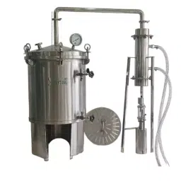 HM Herbals 50 L Stainless Steel Small Distillation Unit for Rose Water, Ark, Cow Urine Distillation etc., HM50-40