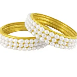 Sri Jagdamba Pearls Golden Alloy Round Bangles image 2