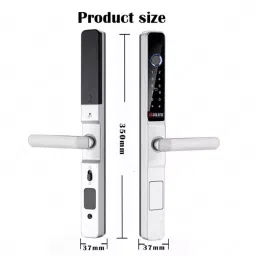 GOLENS Luxury Sliding Digital Door Lock with Long Handle Biometric Silver, X53 image 4