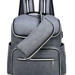 Bembika Diaper Bags For Mom And Dad Kids For Travel Backpack With Small Bottle Pouch- Grey-image-6